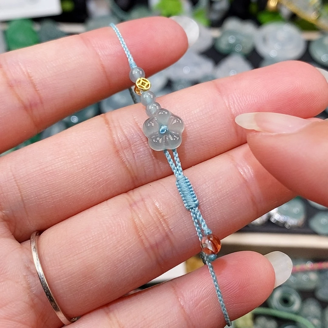 翡翠未镶嵌颈饰小花手绳15