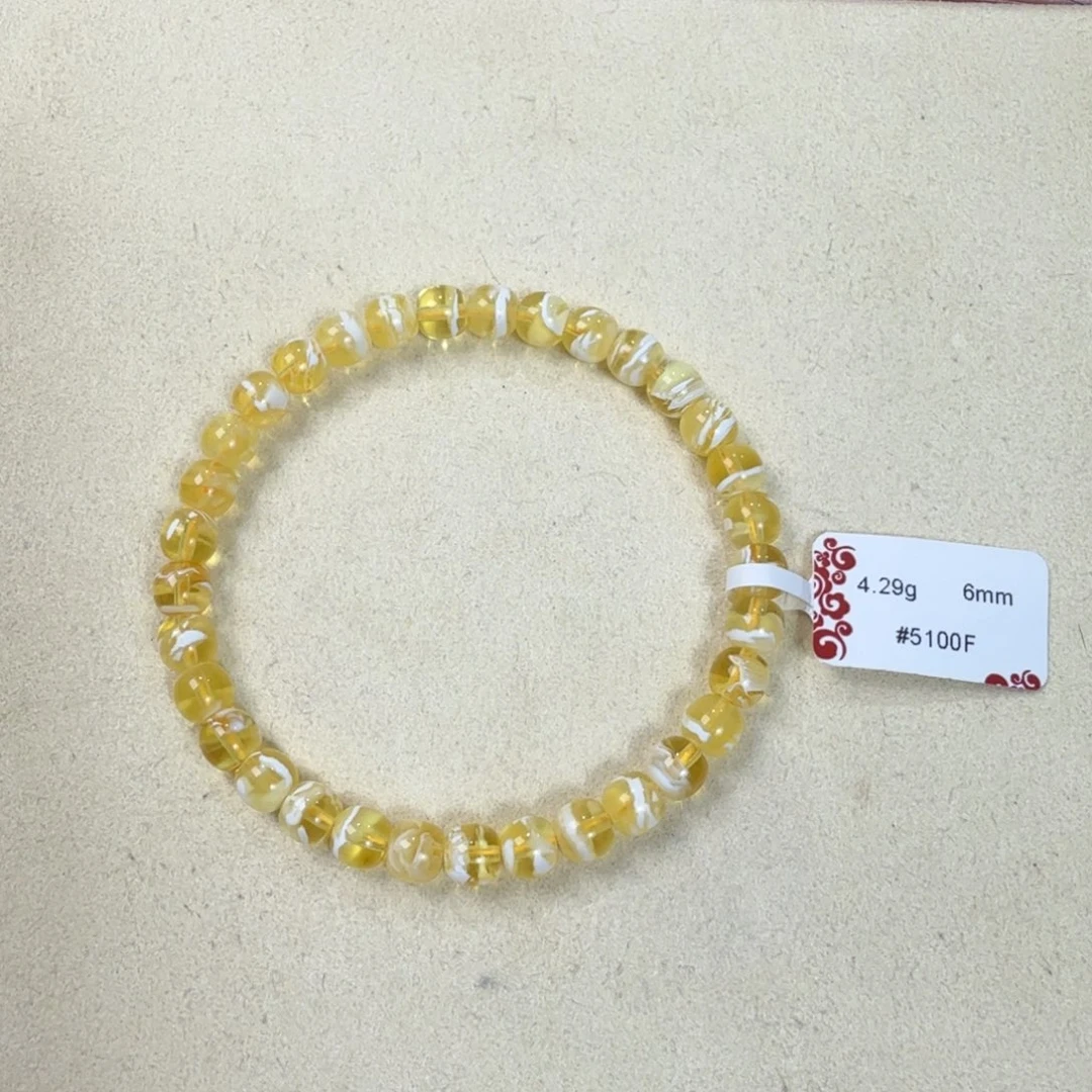 手链蜜蜡未镶嵌6+俄料金瓷白虎皮纹精工老型手串