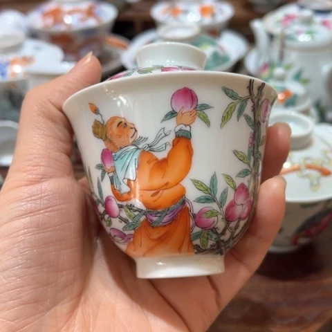 手绘茶杯盖碗壶承陶瓷