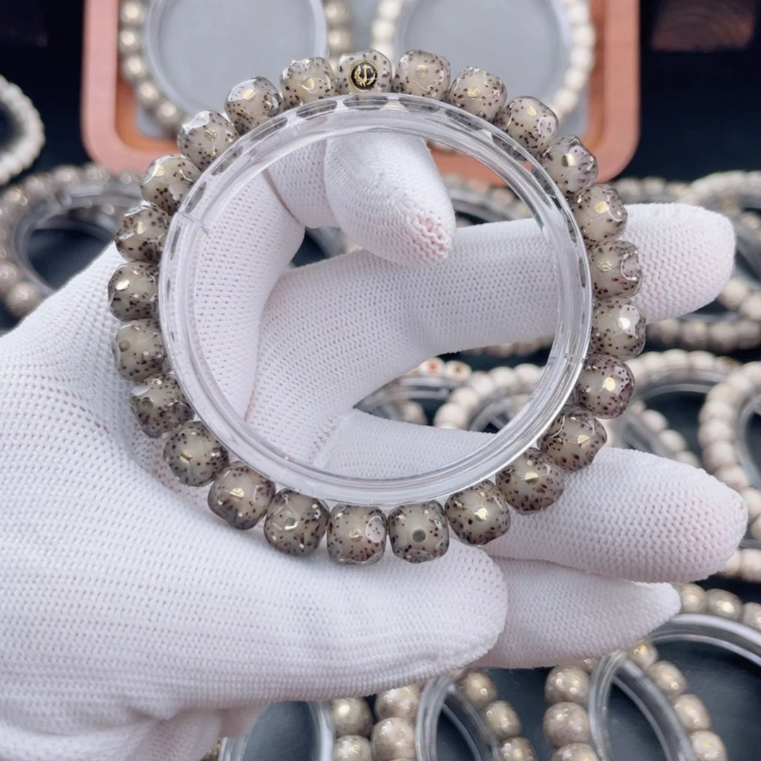 手串星月菩提石玉料黑冰玻璃底手工无相毕业