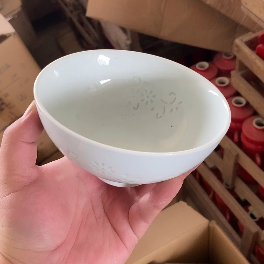 碗5寸青花玲珑瓷碗