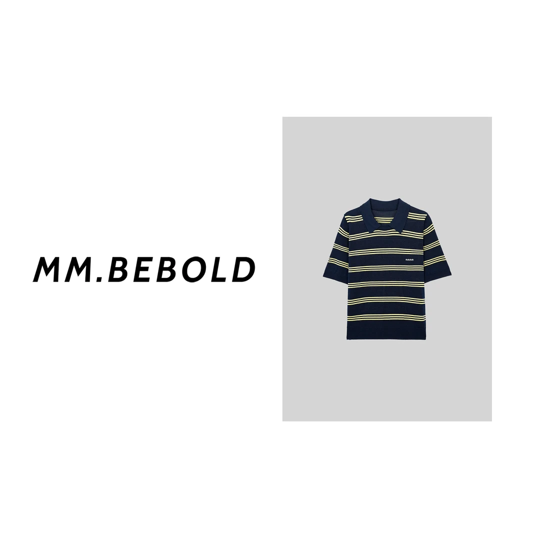 【大大精选】砚默 条纹POLO领针织短袖LJL25104