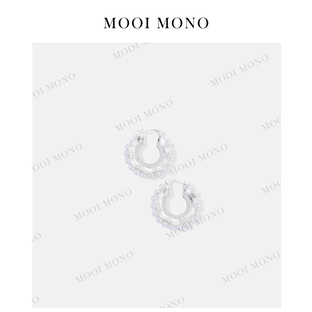 铜合金仿珍珠耳饰 MOOI MONO"巴洛克"不规则环形气质耳环 P908J52