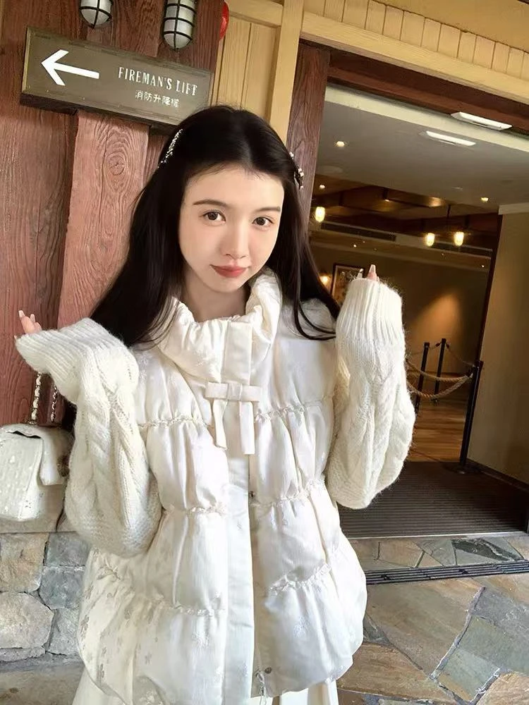 渔小平【小提花马甲】90白鸭绒泡芙感羽绒服韩版百搭无袖马夹外套女