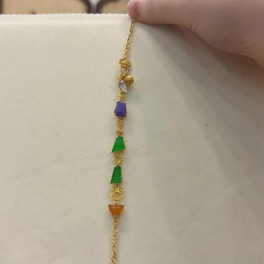 翡翠18K金镶嵌手链