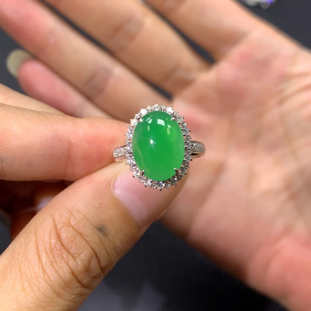 翡翠戒指18K金镶嵌两用款