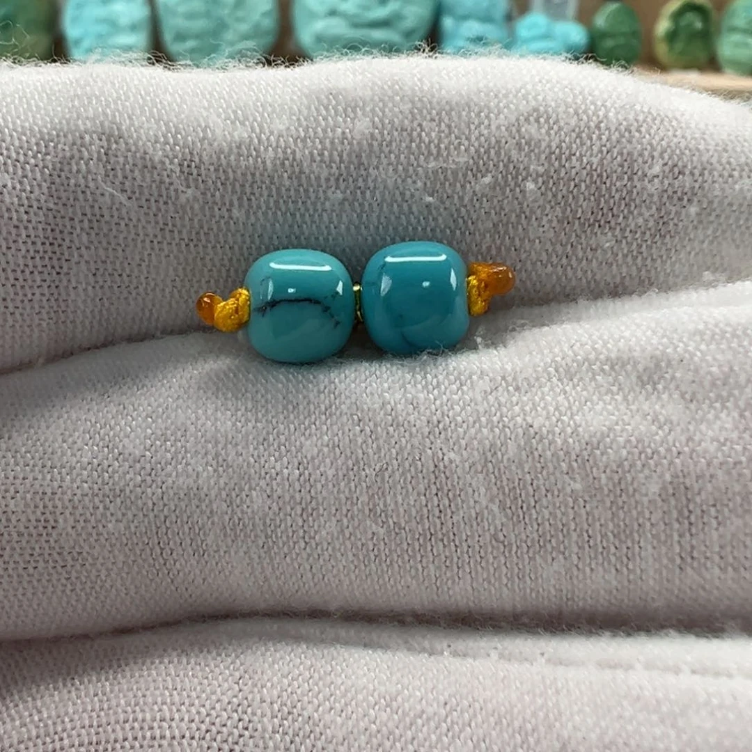 未镶嵌绿松石老型对珠6.4x5.8mm