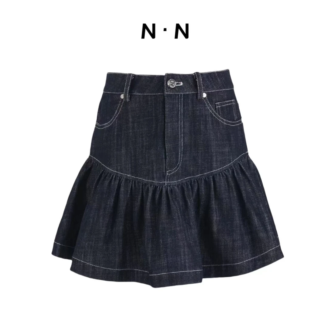 吉美•NN原创设计师款早春款牛仔半裙