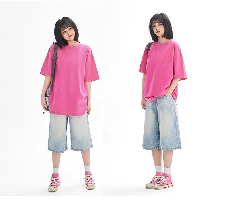 【145 无吊牌】夏季粉色扎染休闲短袖t恤