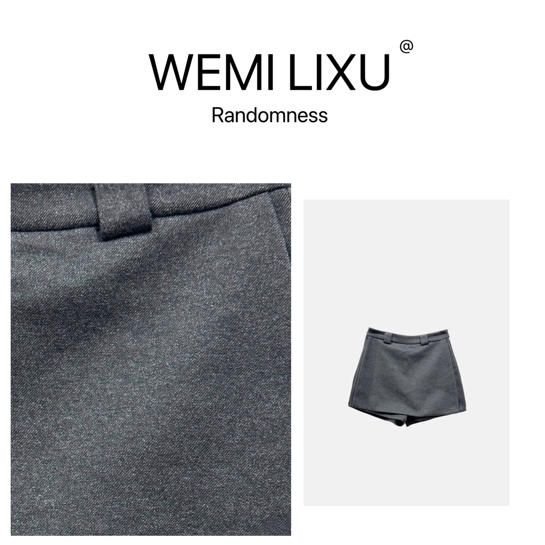 WEMI LIXU“曼哈顿街区”冬季时尚新款女装高腰短裙裤遮胯显瘦3368