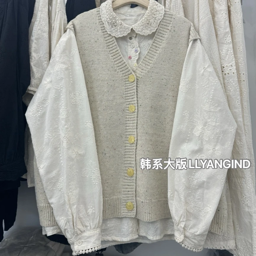 韩系宽松大版针织马甲无袖开衫马夹背心显瘦百搭时尚休闲