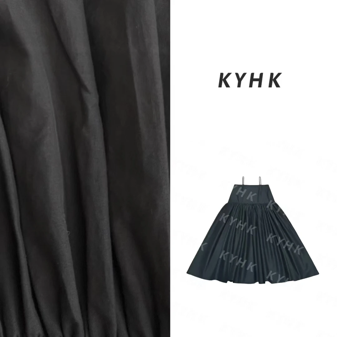KYHK极简棉质经典黑色抹胸吊带大摆连衣裙女250438
