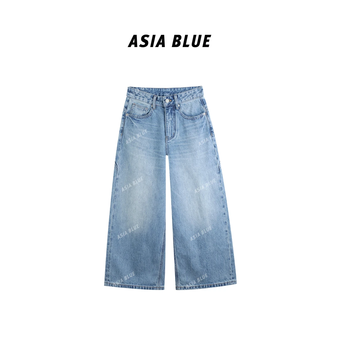 【ASIA BLUE】· 南枝 · 2025夏季无弹八分阔腿直筒牛仔裤AB5567