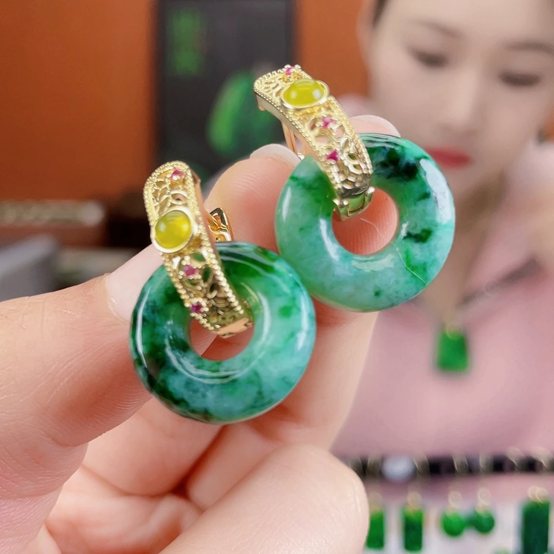 翡翠未镶嵌耳饰饰品