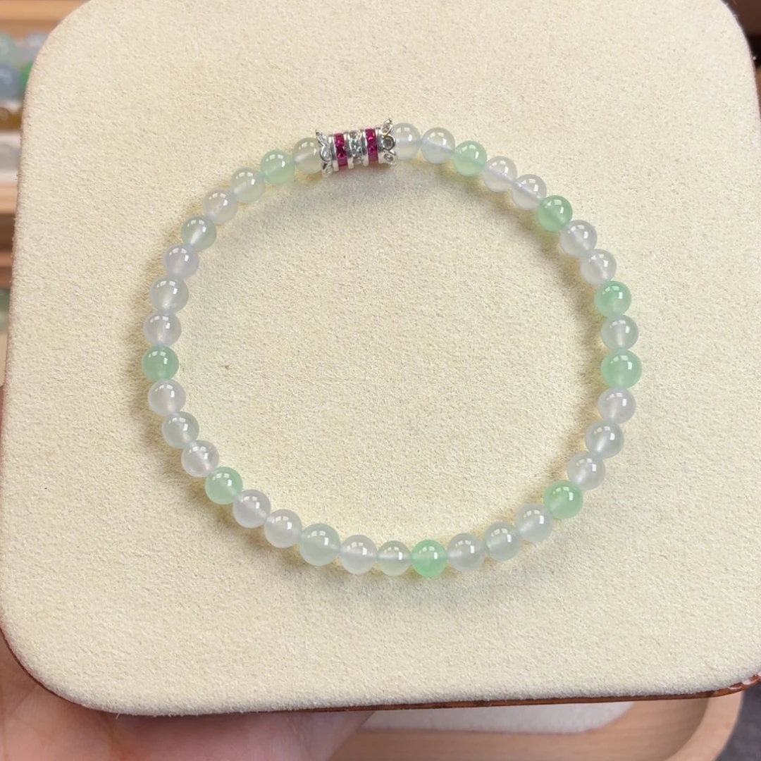 翡翠散珠翡翠A货小清新手串 卡4.5