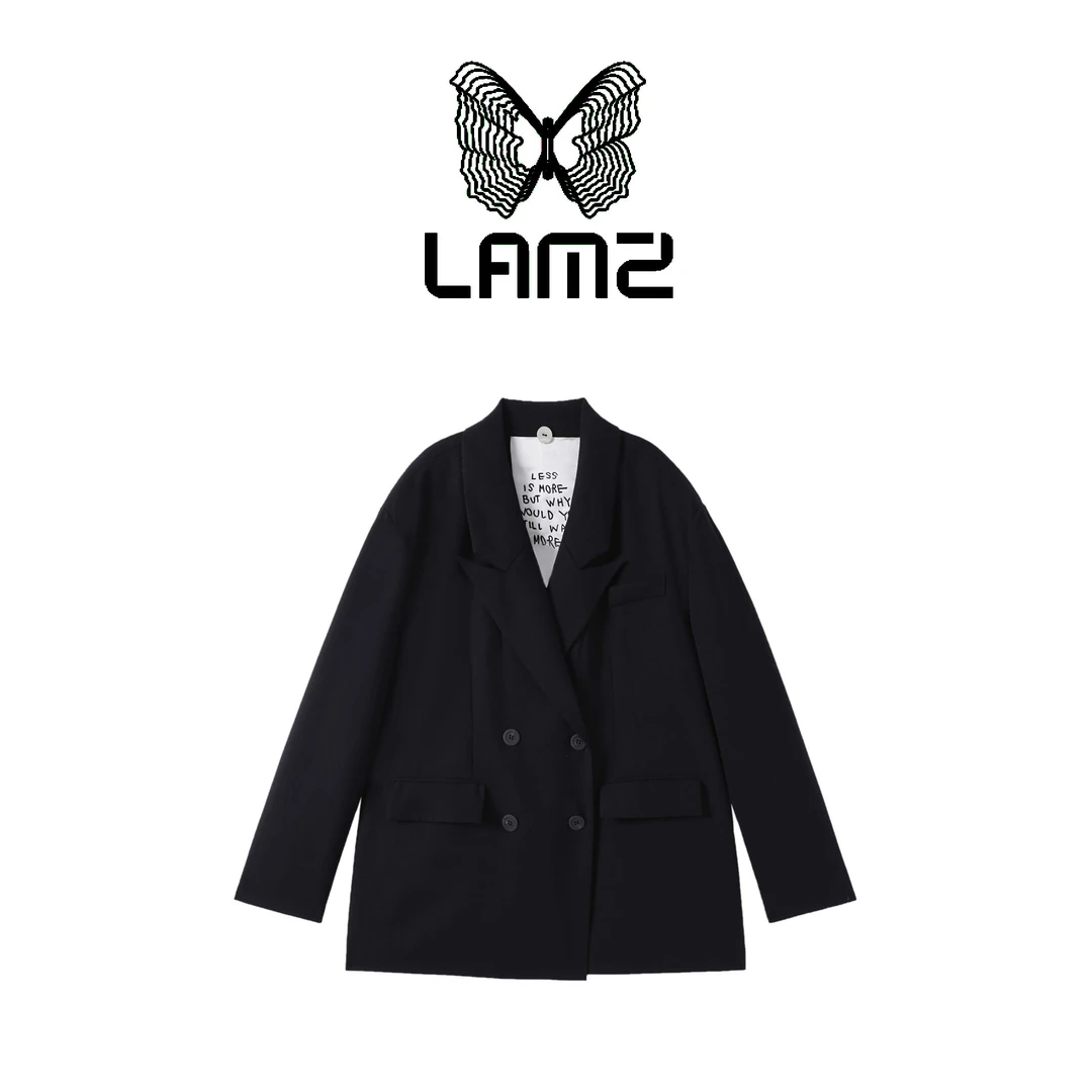 lamz 一粒扣常规简约女士缎面西装外套中长款宽松型 53TZ1147