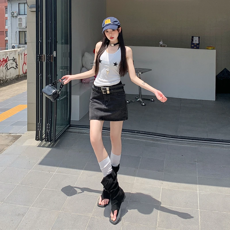 25th ootd! （含皮带）｜双腰带牛仔短裙女包臀a字半身裙bella风