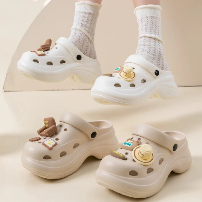 夏季洞洞鞋EVA卡通防滑女夏季厚底增高透气沙滩鞋凉拖鞋洞洞鞋
