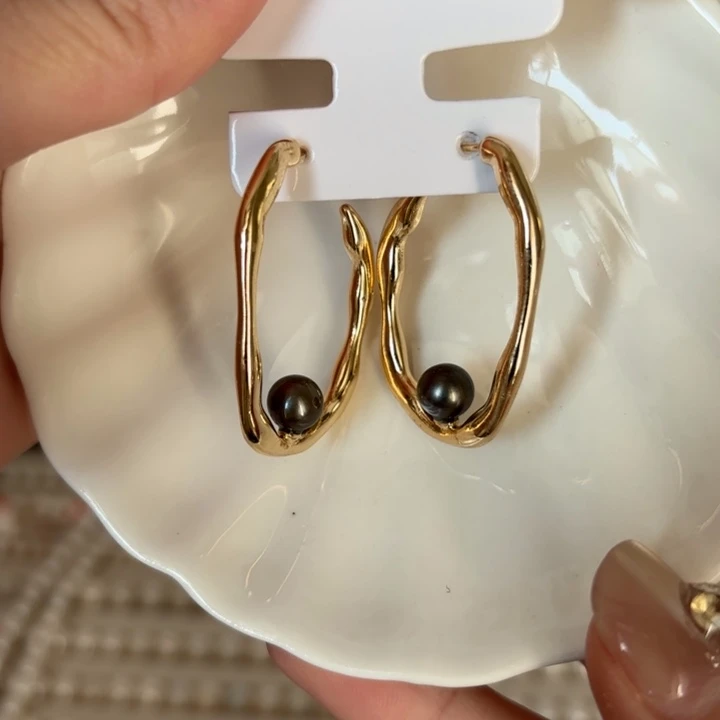 海水珍珠银S925镶嵌耳饰45