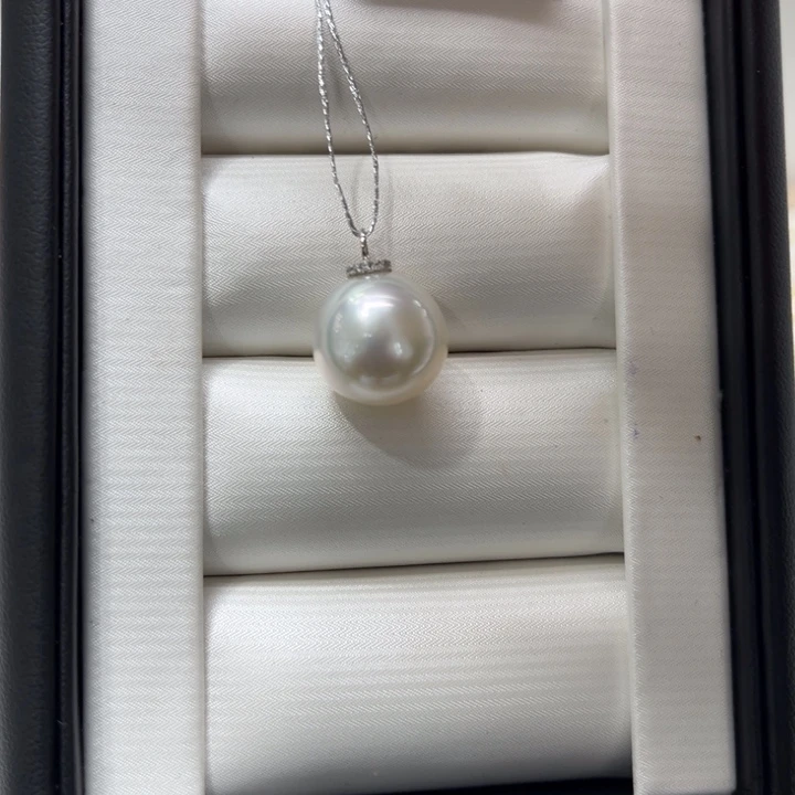 海水珍珠吊坠(不含链)18K金镶嵌12-13mm