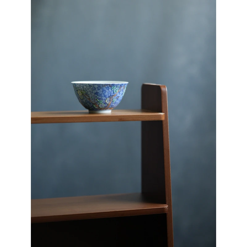 景德镇手作六逸堂青花斗彩冰梅品茗杯5280