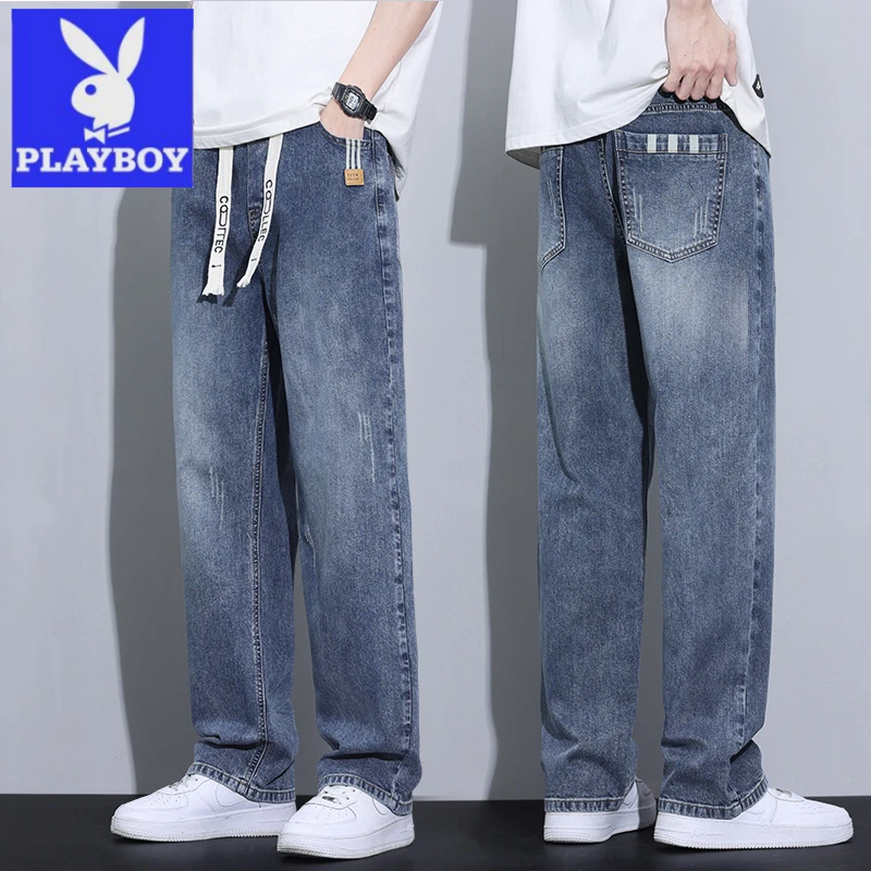 花花公子男士夏季薄款美式潮流男裤子2025新款爆款宽松直