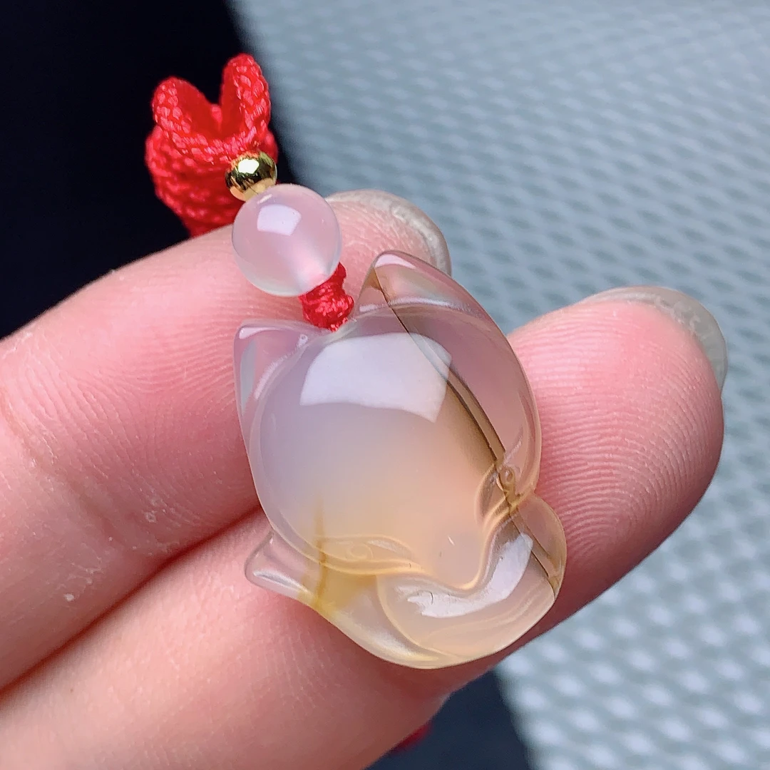 天然玛瑙龙鳞纹阿狸玉石吊坠23.2/19.5/8mm