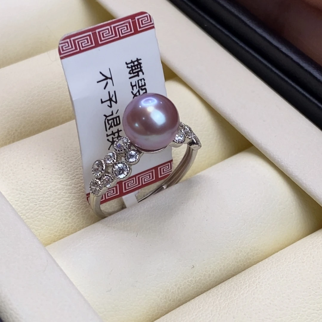 B***y戒指银S925镶嵌淡水珍珠