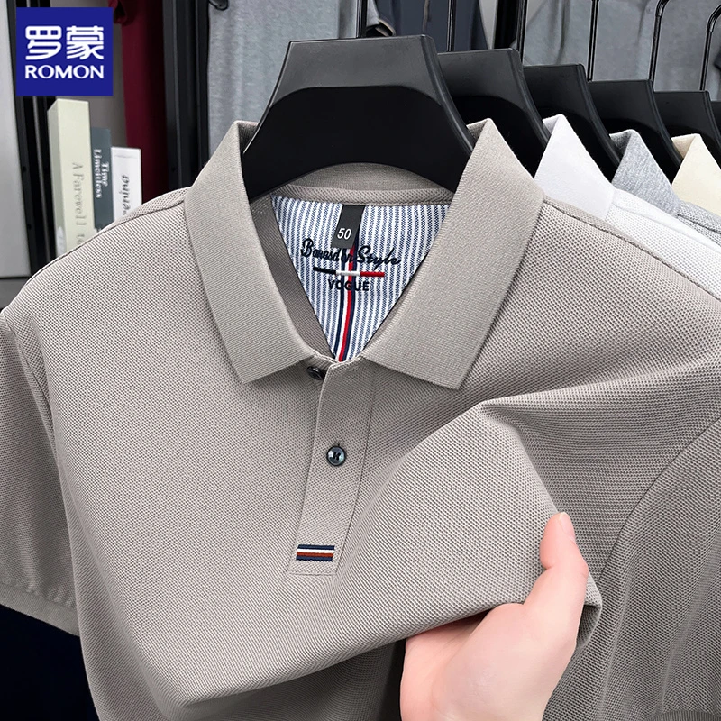 罗蒙100%纯棉短袖polo衫男士夏季新款纯棉t恤男半袖男士纯棉polo