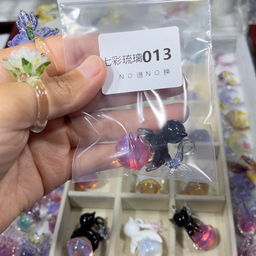 吊坠(不含链)琉璃13黑色猫咪