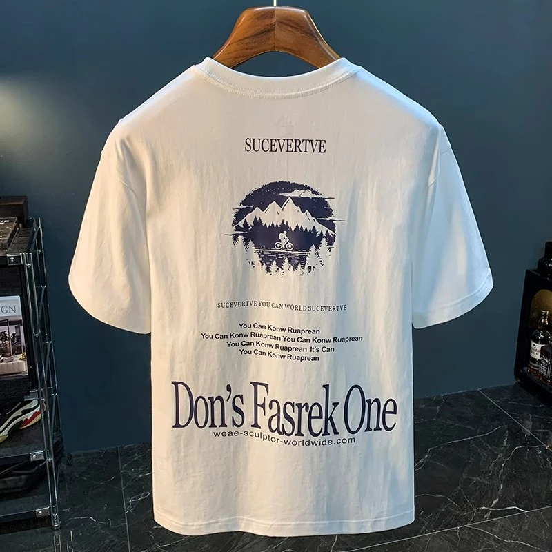 博利凯葆碟印花男士T恤潮流休闲短袖2025夏季薄款透气宽松上衣