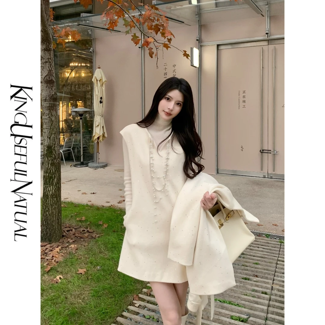 KUN【高奢·白金星河】背心裙 私藏娇贵几何烫银V领钻链秋冬背心裙