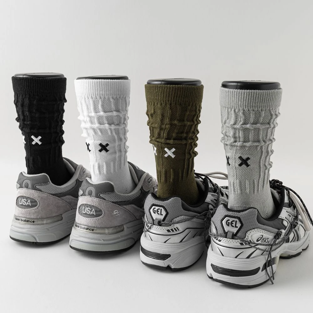 白色长筒袜子男士夏季薄款潮流青少年日系堆堆袜黑色高帮灰色中筒