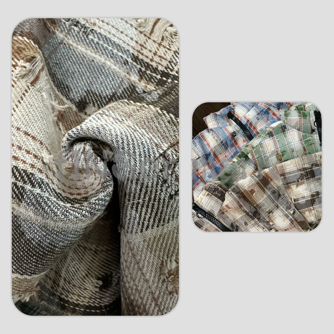 913-Winter collection废土风苏格兰破坏格子加厚保暖防寒服