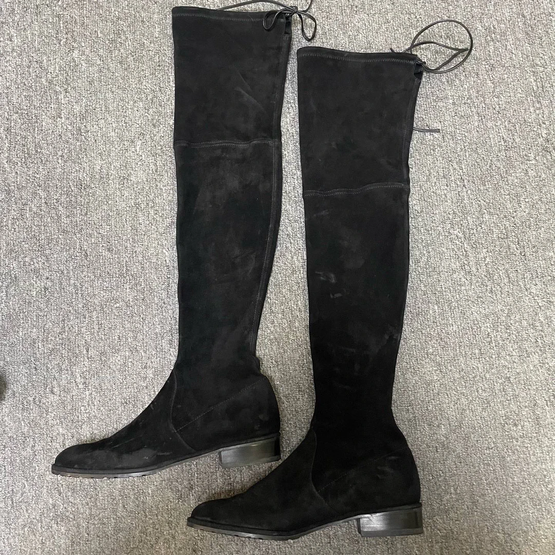 95新 StuartWeitzman SW 圆头系带高筒靴 36码/14892