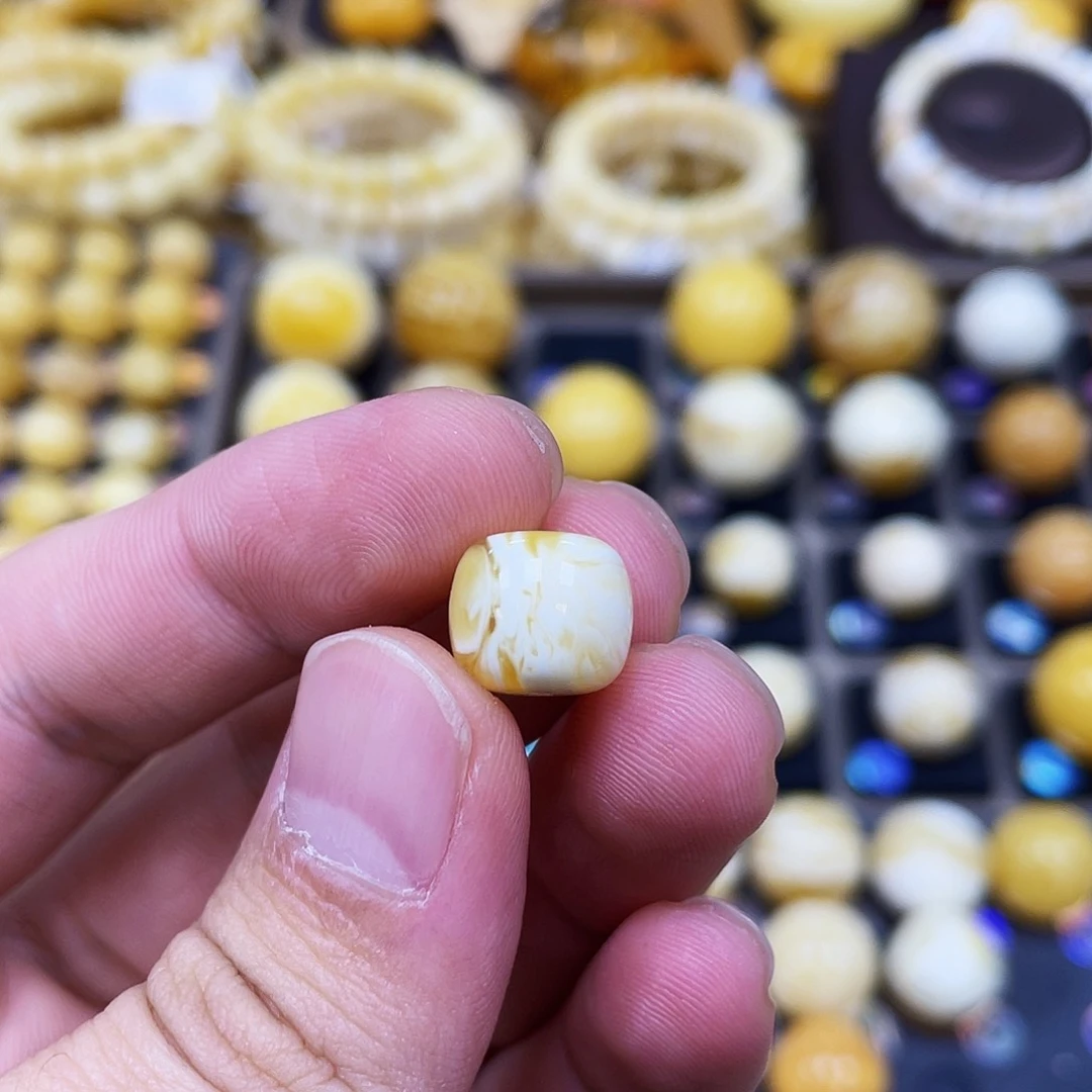 蜜蜡珠宝奇石未镶嵌11.5mm*10.0mm橘金拉丝款｜老型