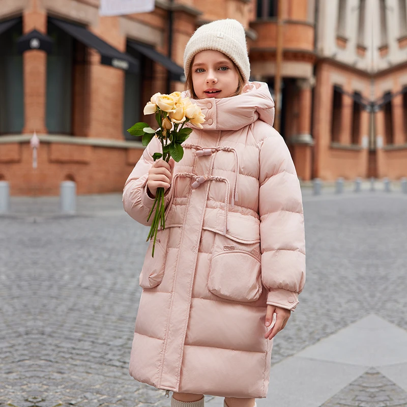 儿童羽绒服女童中大童中长款韩版加厚冬装羽绒服外套