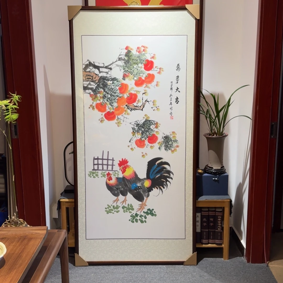国画万事大吉四尺成品画框174×84