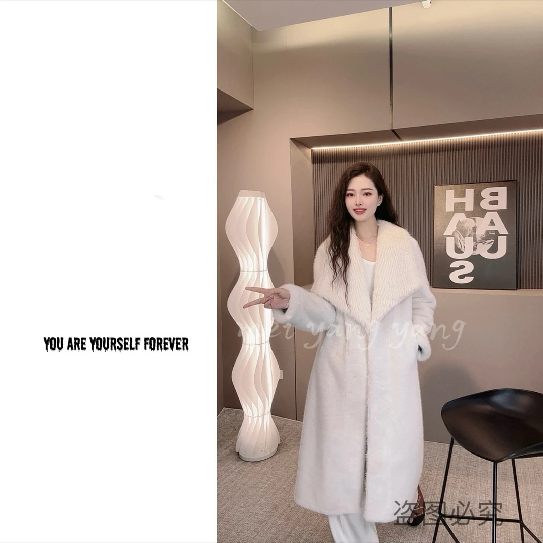 气质女神”2024新款网红简约休闲气质长款毛毛大衣188