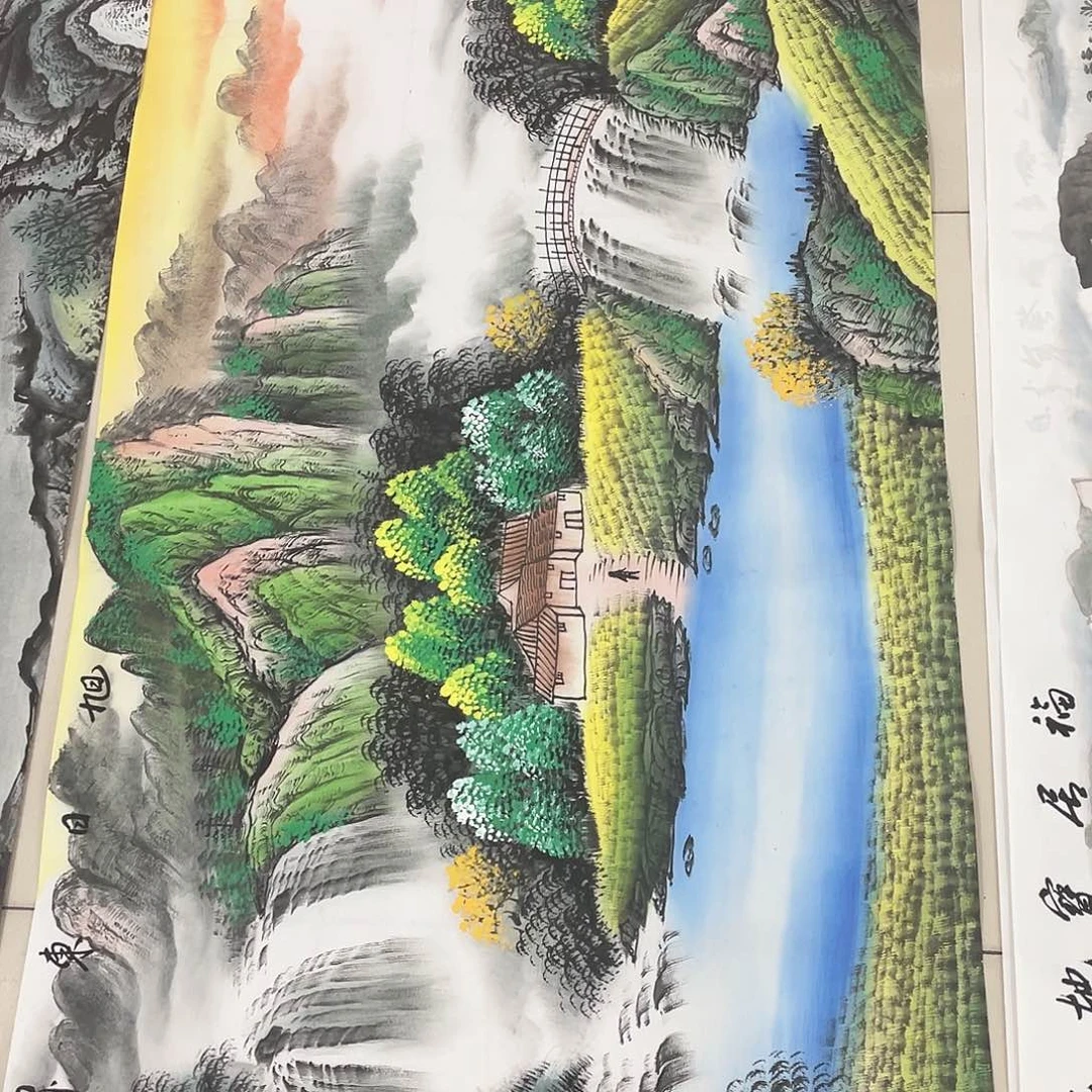 国画纯手绘山水花鸟