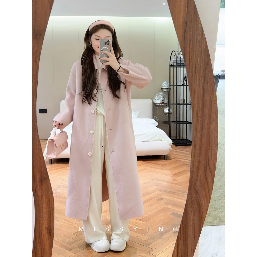 应小姐【悉尼冬日】微胖大码韩版显瘦气质宽松100羊毛长款正肩大衣