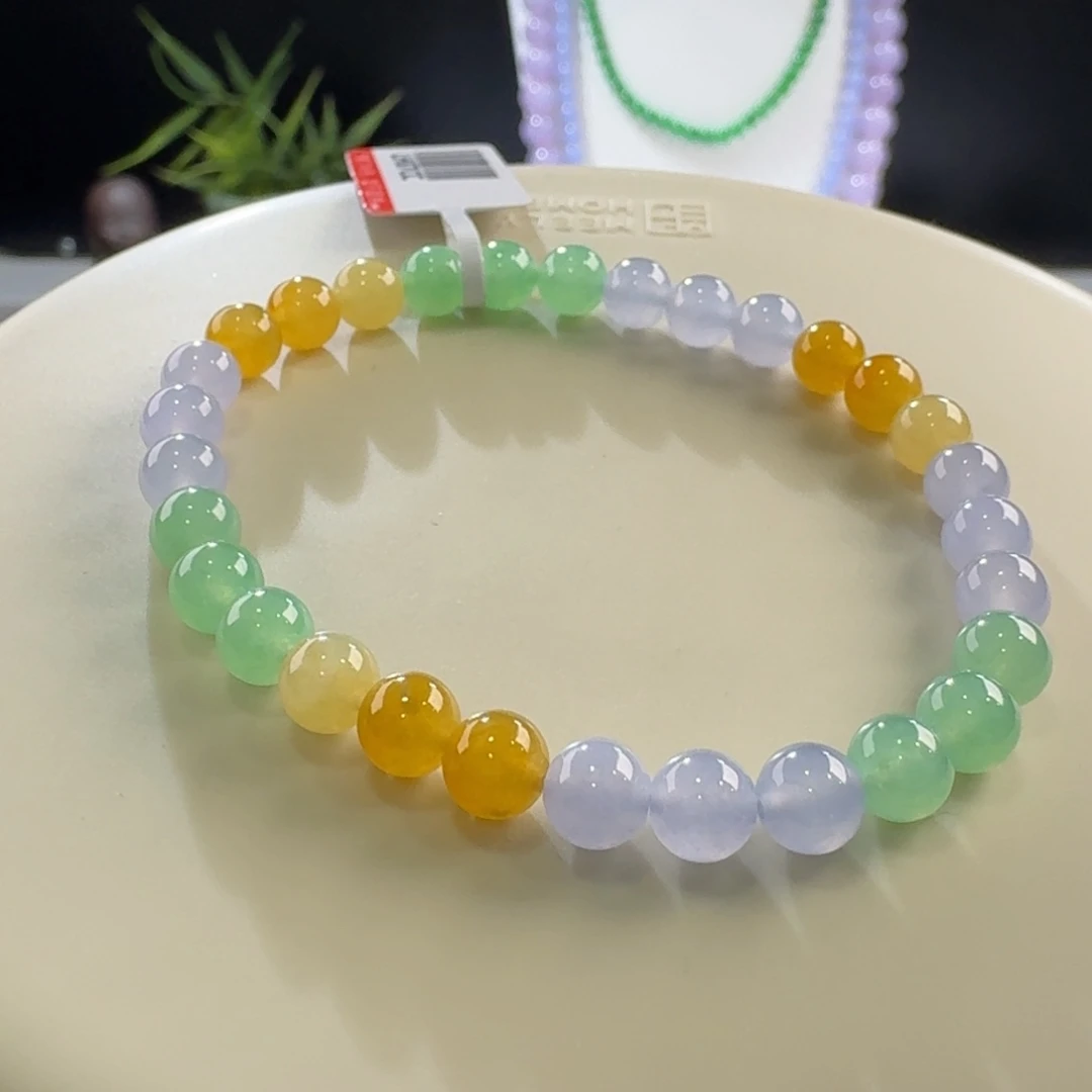 翡翠手链未镶嵌三彩单圈