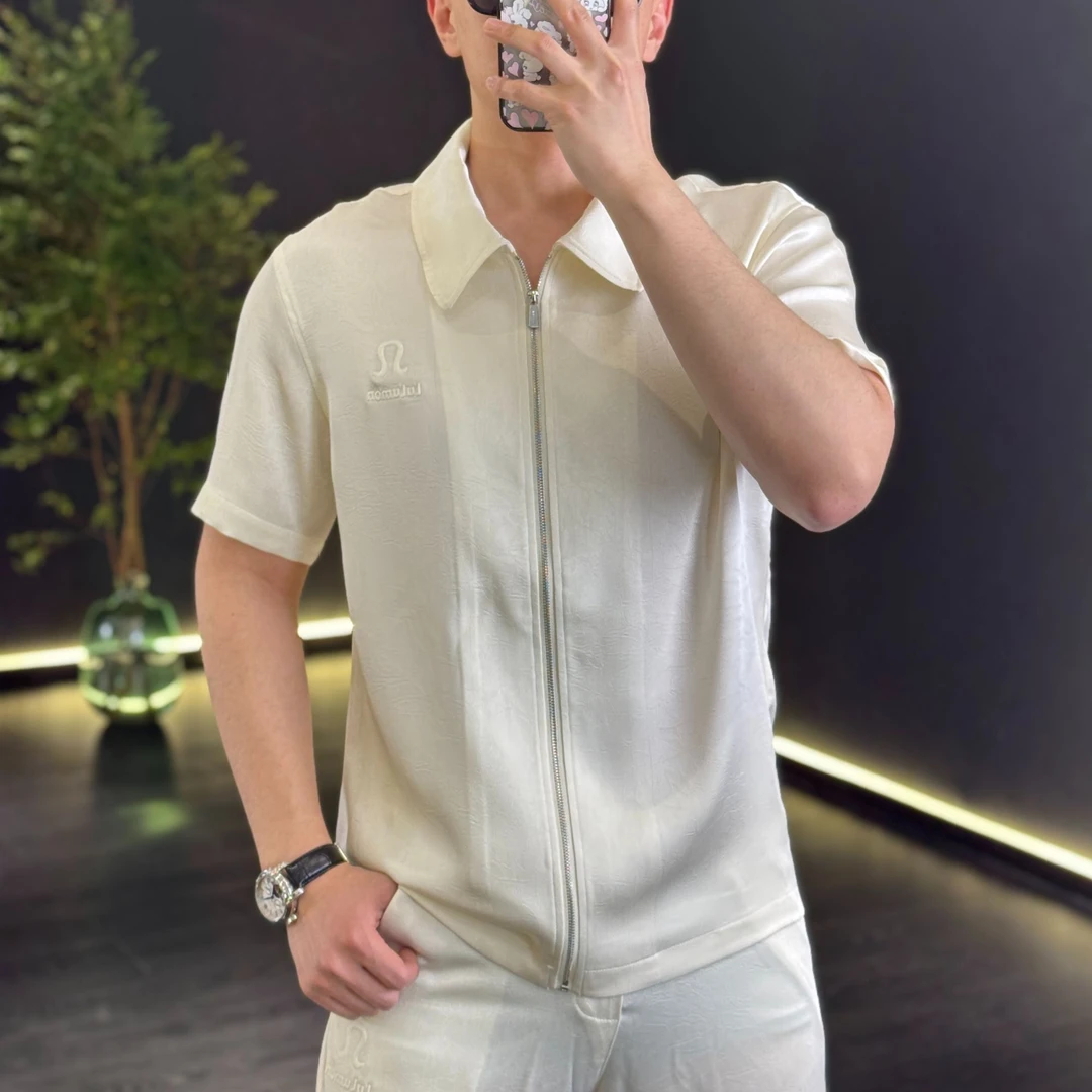 古帝特尼出品春夏新款醋酸混织时尚男士舒适拉链夹克套装YJ-82513