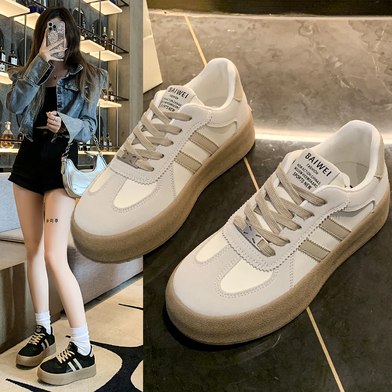 SAGGYKK/闪瑶厚底增高休闲运动鞋女2025春新款ins时尚百搭徳训鞋