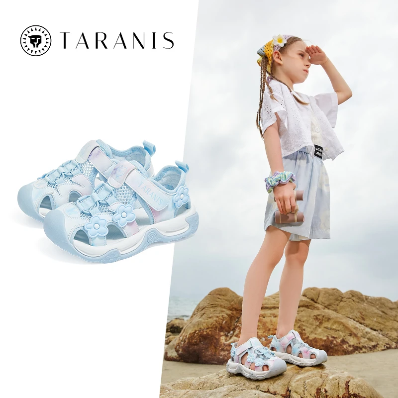 TARANIS/泰兰尼斯夏季女童花朵图案设计包头凉鞋T07X4B4046【XH】