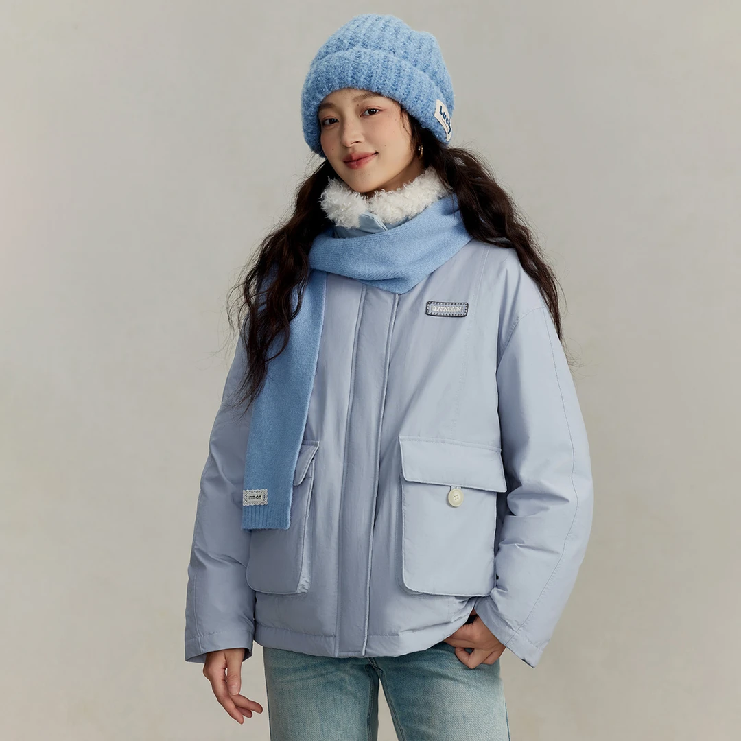 【中国好羽绒】2025年冬季新款90白鸭绒防风保暖羽绒服外套带毛领女