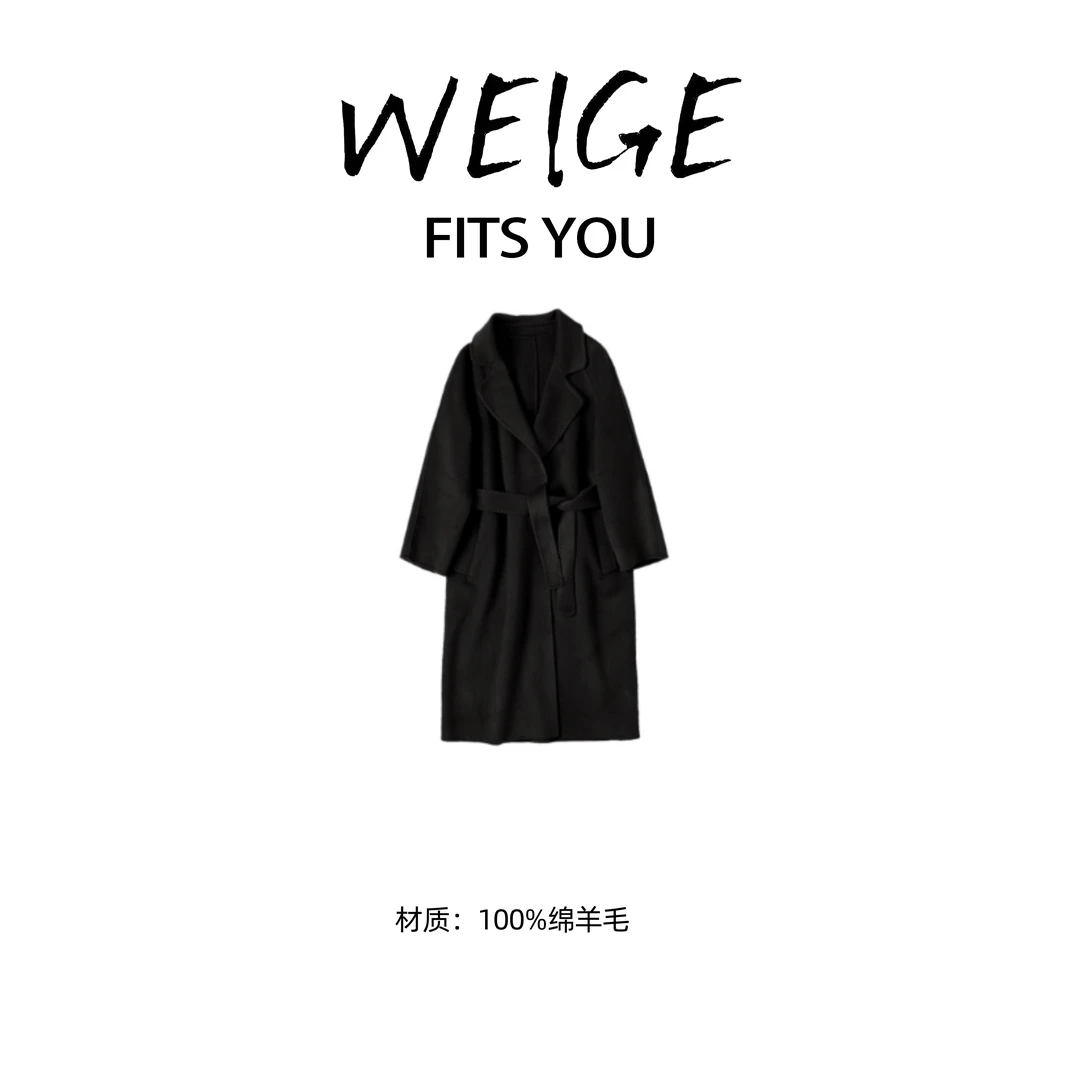 WEIGE【琥珀流光】100%绵羊毛双面大衣女中高端长款-GZ601