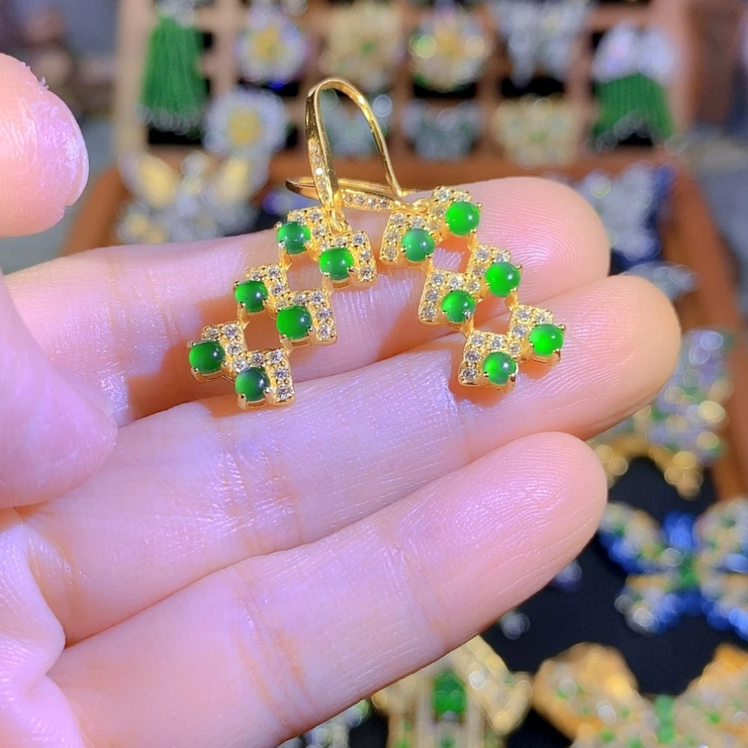 吊坠(不含链)银S925镶嵌翡翠