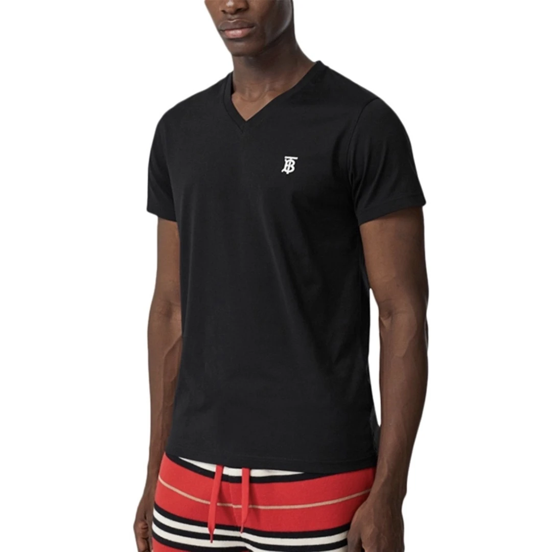 未使用 BURBERRY/博柏利 3277/ 黑色LogoV领短袖/M码/全新闲置
