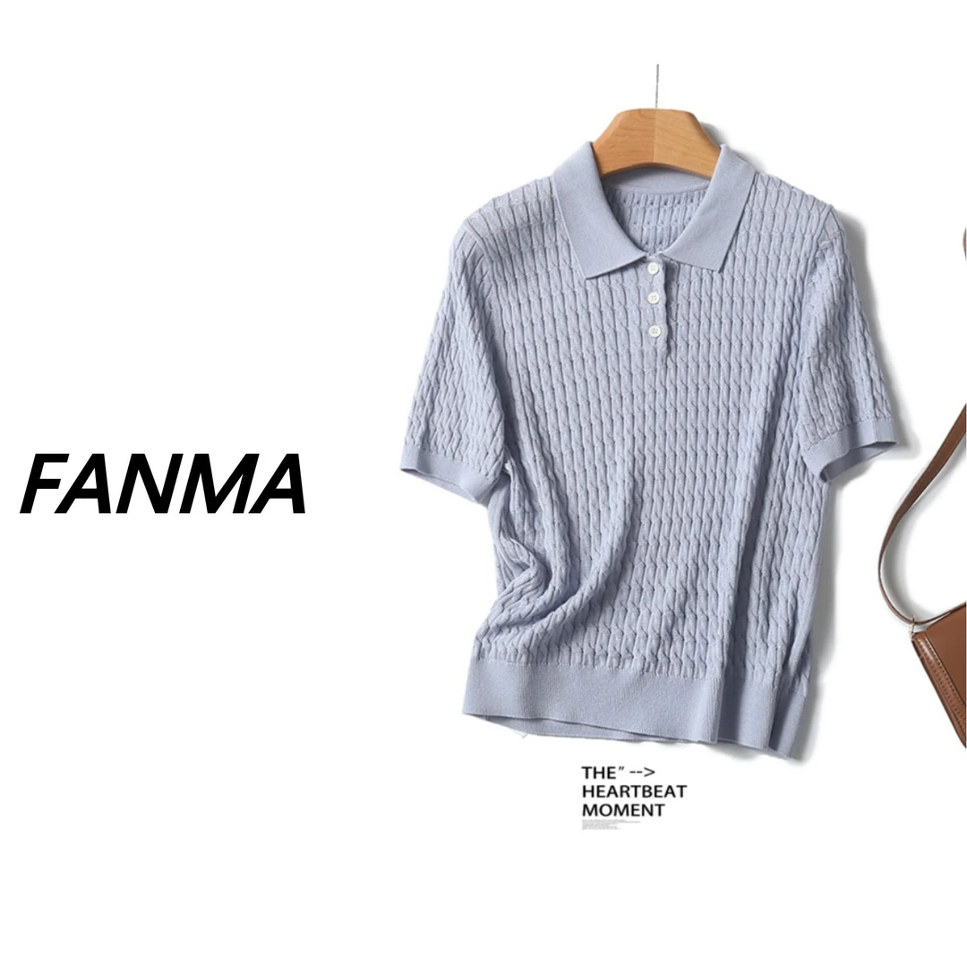 #麻花翻领# 含桑蚕丝醋酸天丝女士麻花设计针织衫 F200-TN2301-2